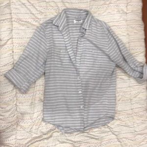 Gray and white striped button down